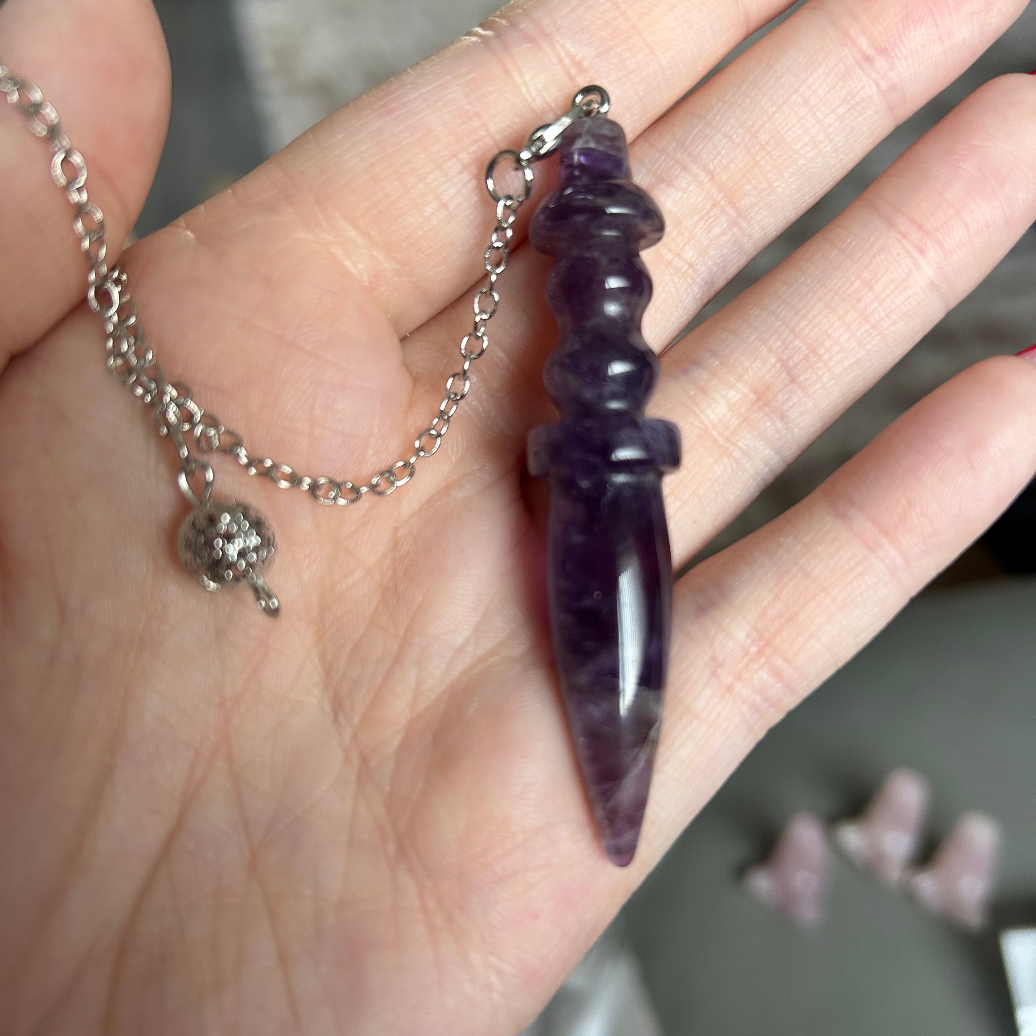 Amethyst Athame Pendant | Amethyst Crystal Pendant | Midnight Maker