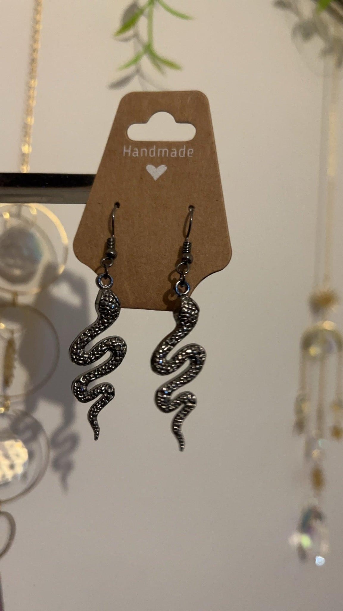  Antique silver serpent drop style earrings 