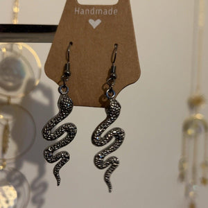  Antique silver serpent drop style earrings 