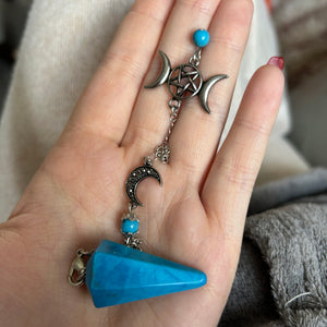 Blue Howlite Triple Moon | Pendulum - Midnight Maker