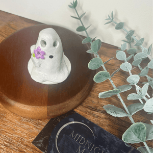 Handmade Ghost Incense Cone Burner, Customisable Flower - Midnight Maker