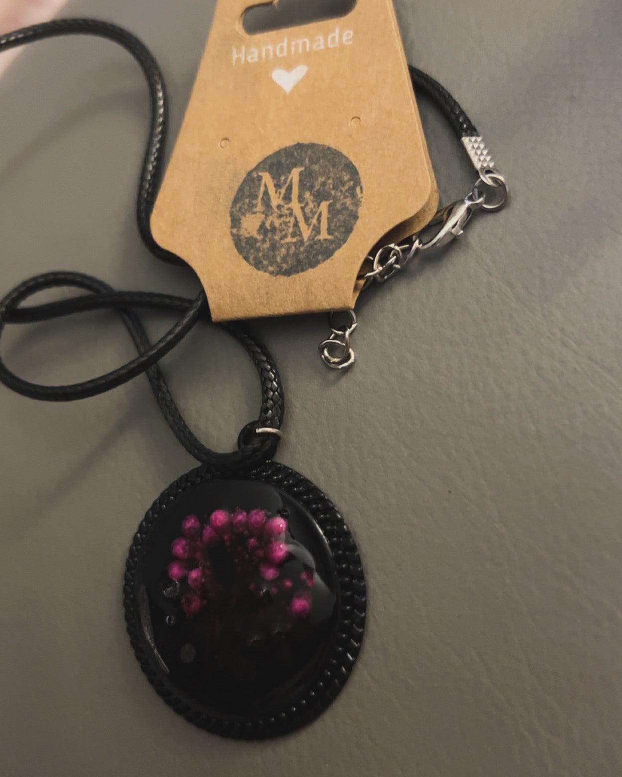 Pressed Pink Flower Necklace | Handmade Jewellery - Midnight Maker