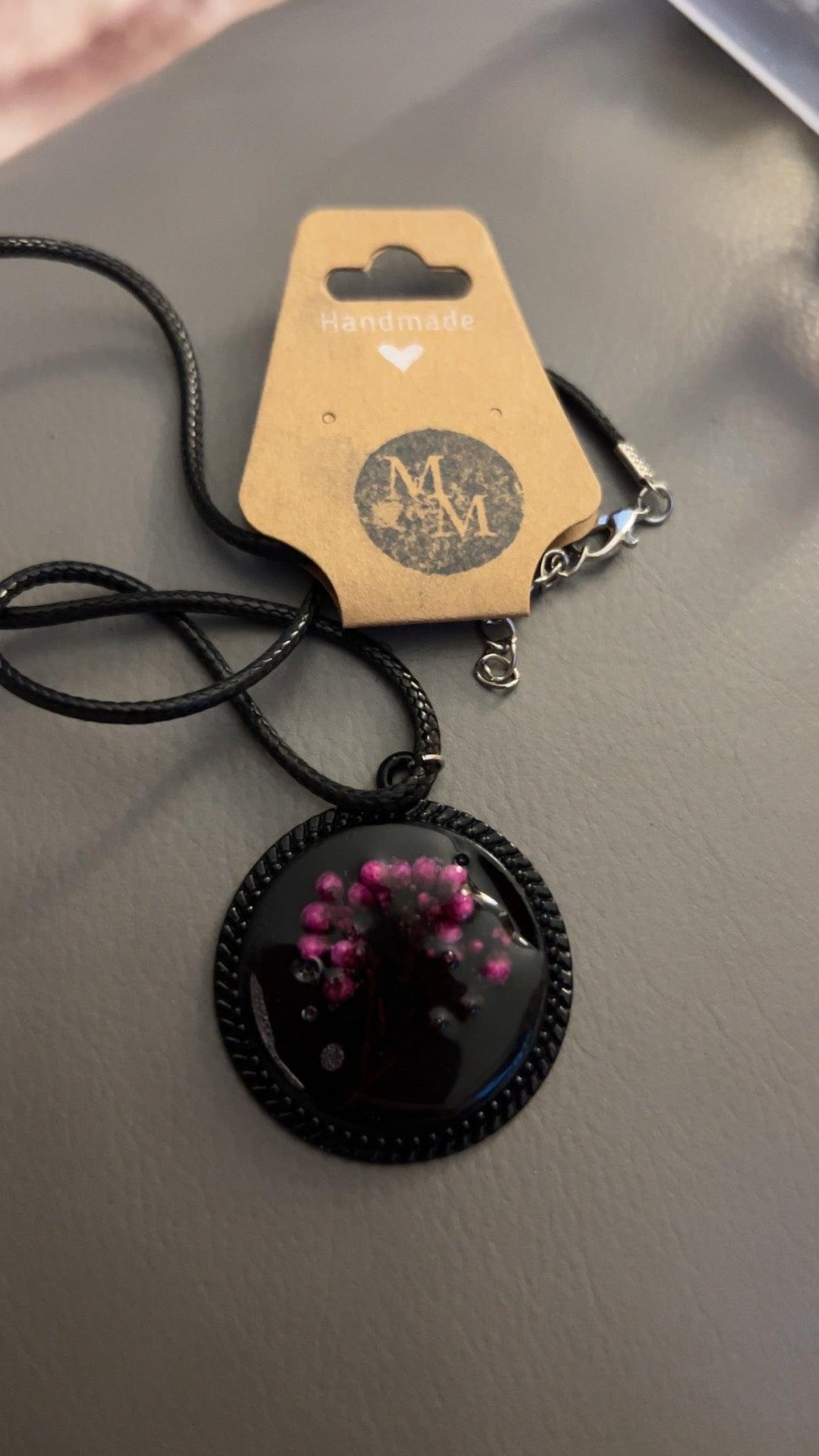 Pressed Pink Flower Necklace | Handmade Jewellery - Midnight Maker