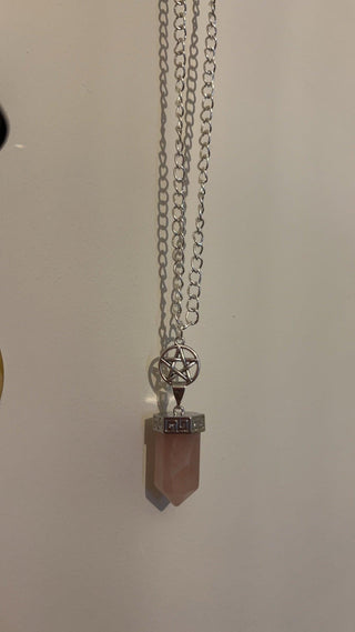 Rose Quartz pentacle pendant