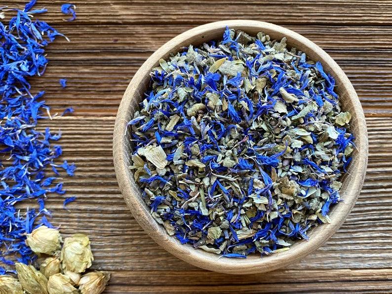 SLEEP herbal blend • deep, good night sleep support • herbal tea • with skullcap, lavender, hops, mullein and blue cornflower petals - Midnight Maker